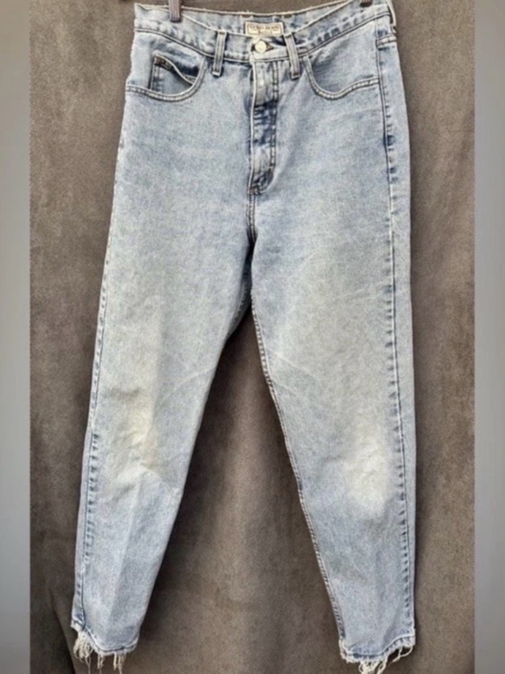 Guess Light Blue High-Rise Cropped Jeans with Frayed Hem